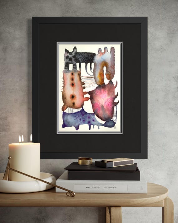 Abstract 2030.1 original painting, watercolor and ink, Eva Fialka