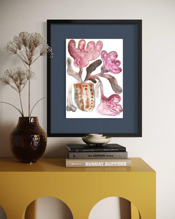 Loose Flowers, original watercolor painting, abstract flowers, Eva Fialka