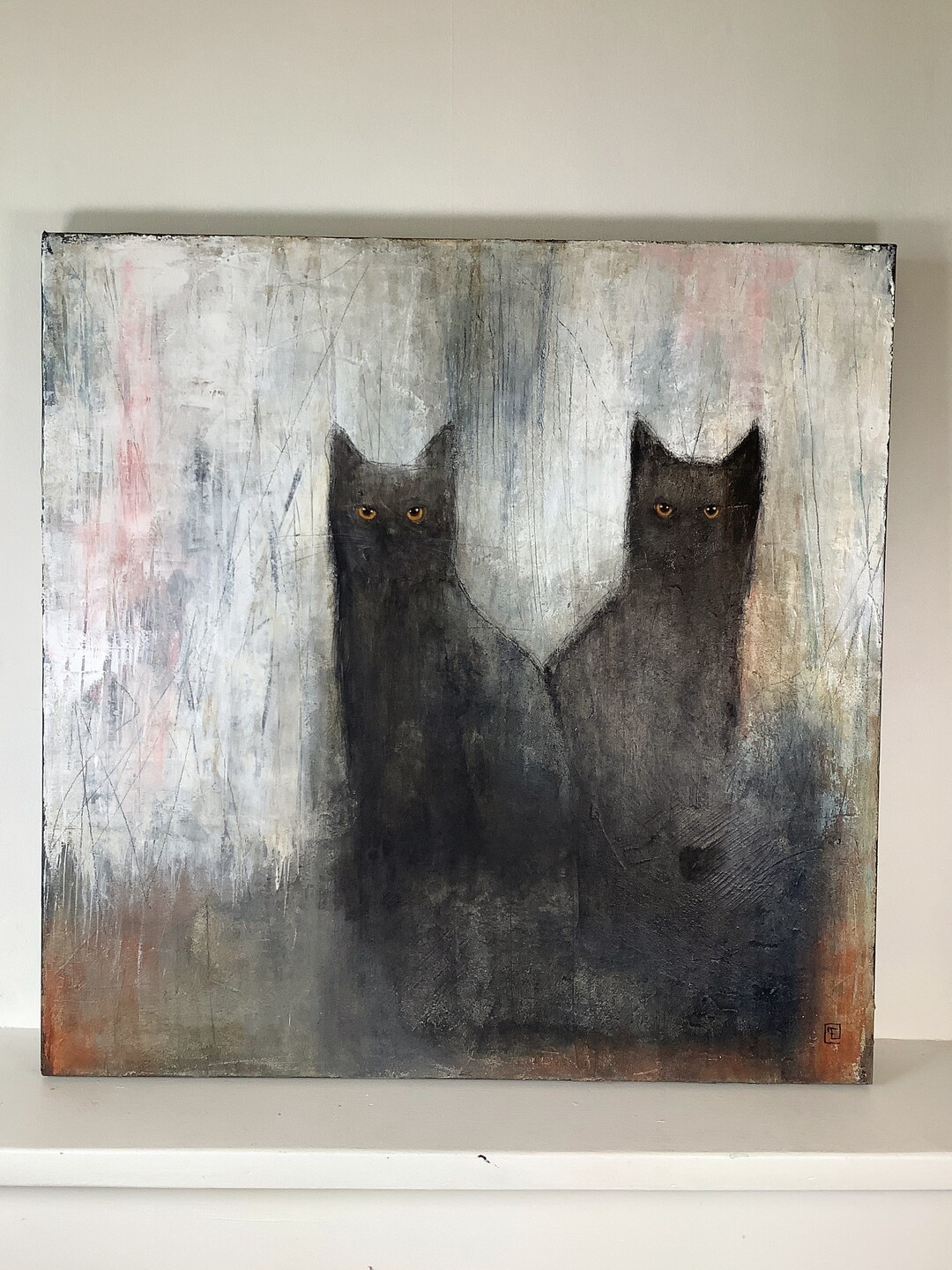 Abstrait Animal Coloré Chat Toile Peinture Affiches Et