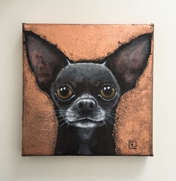 MAX, original painting on canvas, mixed media, acrylic painting and gold leaf, by Eva Fialka