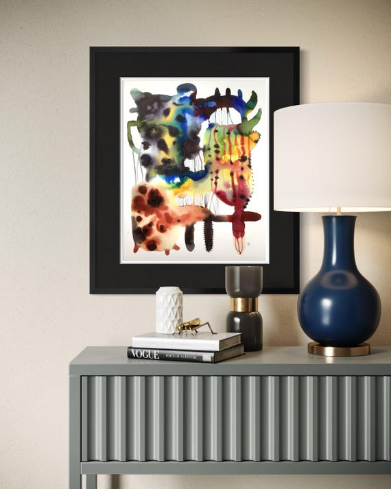 Abstract 40503, original abstract watercolor painting, Eva Fialka