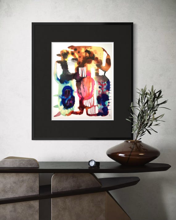 Abstract 40504, original abstract watercolor painting, Eva Fialka