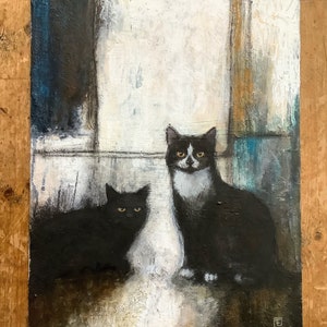 This is Us, Peinture abstraite acrylique texturé sur carton entoilé par Eva Fialka.
