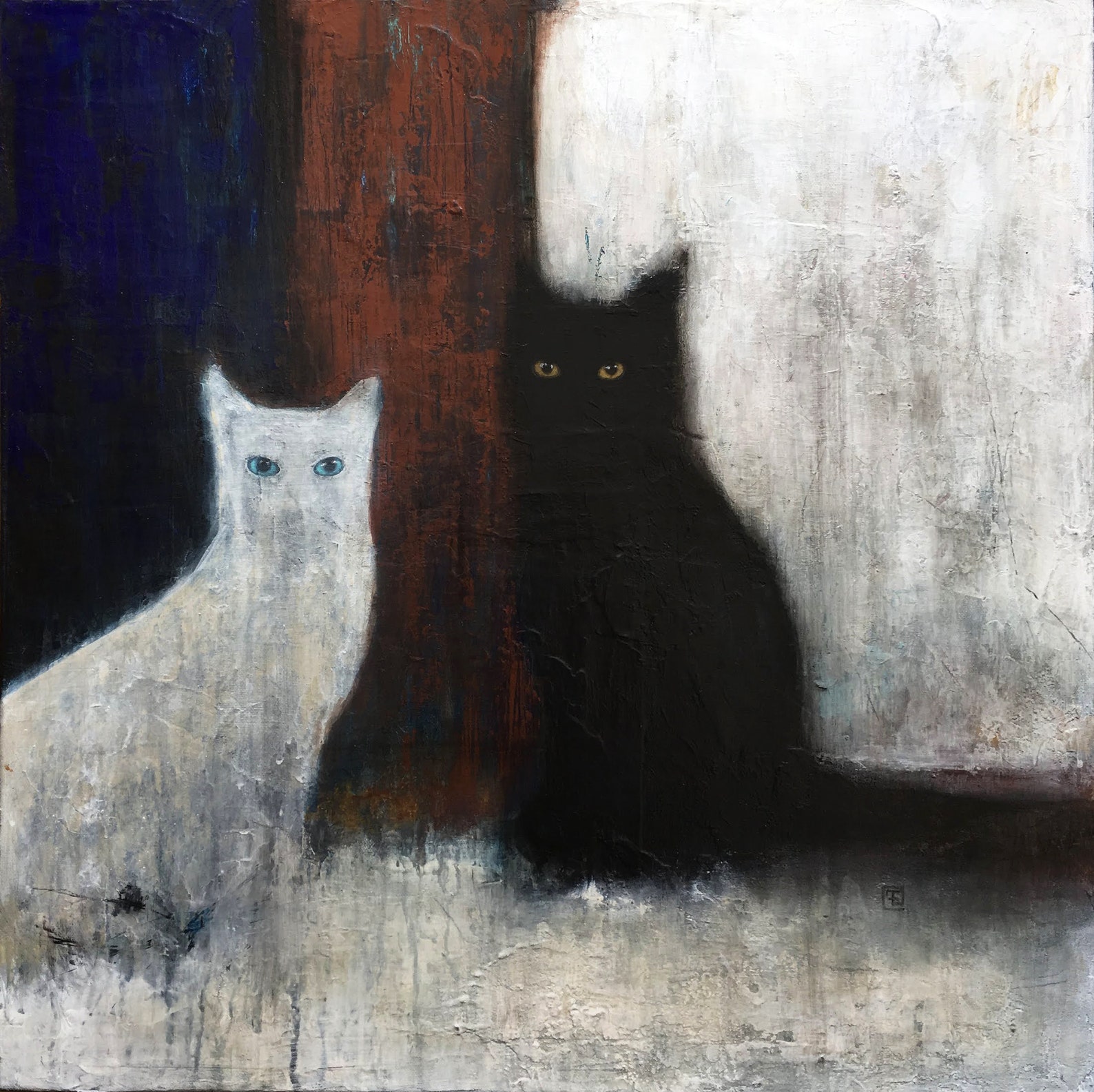 Original abstract cat painting black catsacrylic painting Etsy