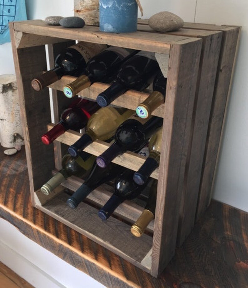 Vintage Wine Rack Reclaimed Wood Apple Crate Rustic Etsy