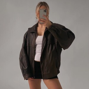 Vintage 90's Street Legal Black Leather Zip up Long Sleeve