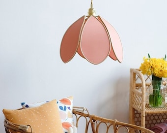 Simple flower pendant light - Terracotta and gold