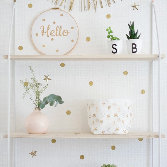 264 Autocollants Pois Dorés - Décoration Murale Pour Chambre, Fenêtre, Frigo - Tailles Assorties