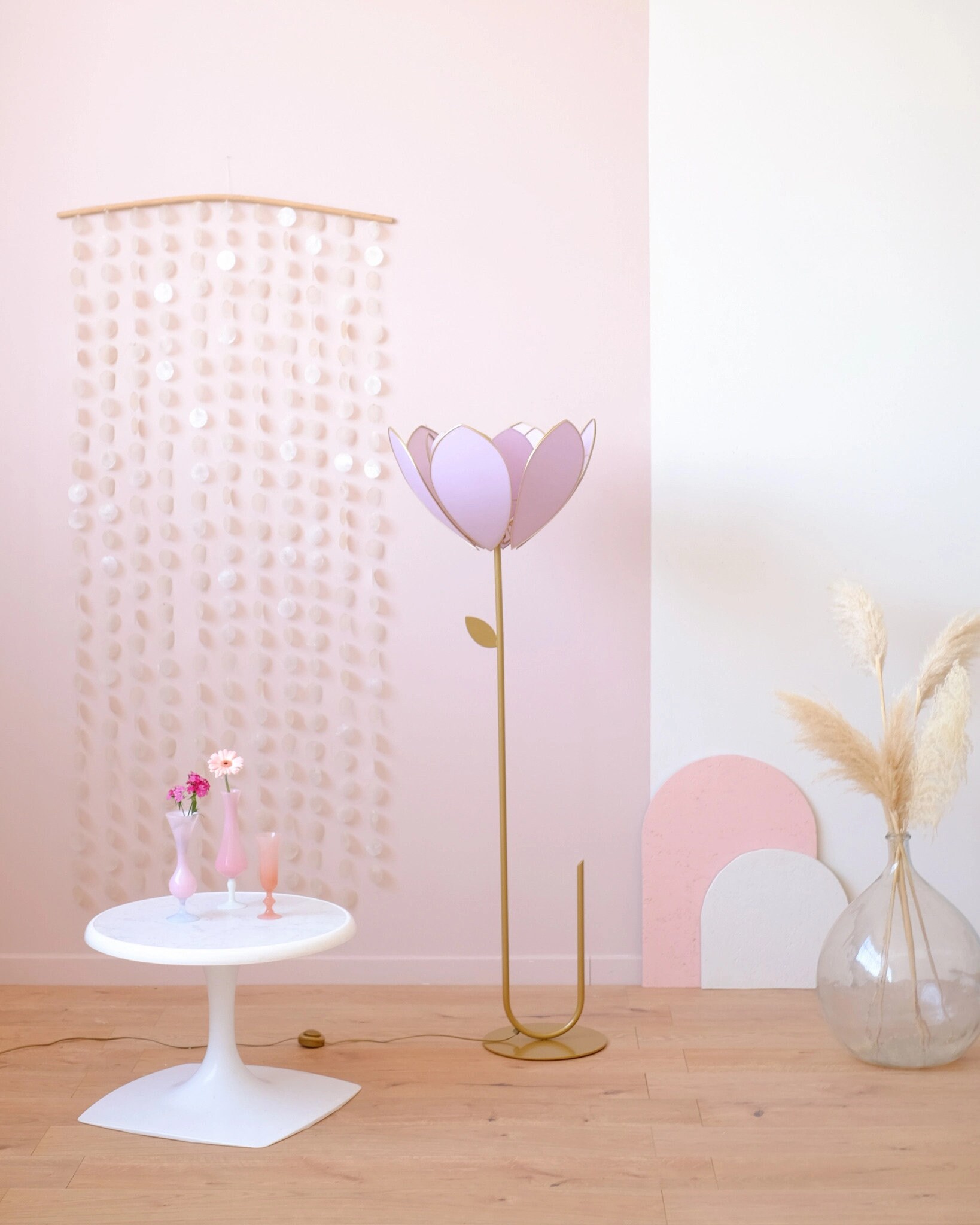 Floor Lamp and Lampshade Double Flower - Lilac