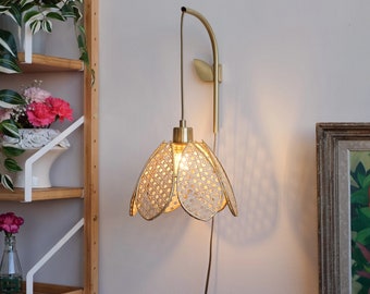Flower wall support and portable lamp - Cannage and gold