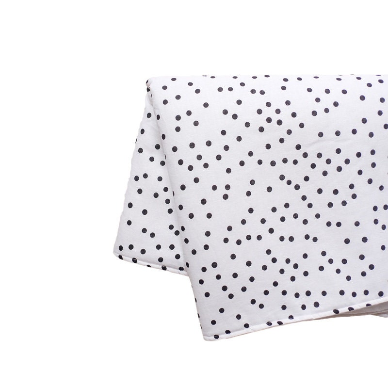 Couverture Édredon Little - Coton Blanc à Pois Noirs et Petite Tête de Chat Fabriquée La Main en Fra