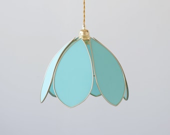Simple flower pendant light - Turquoise and gold