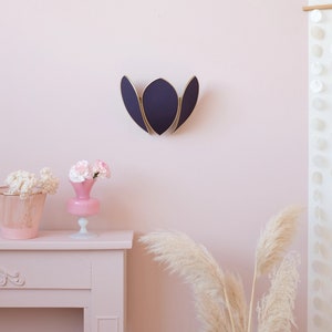 Flower wall lamp Night blue and gold