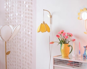 Flower wall mount and portable lamp - Mimosa and gold