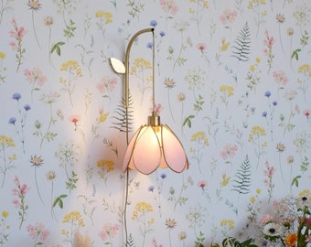 Flower wall mount and portable lamp - Lilac and gold