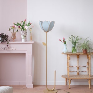 Simple Flower Floor Lamp and Lampshade - Sage