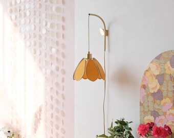 Flower wall mount and portable lamp - Honey and gold