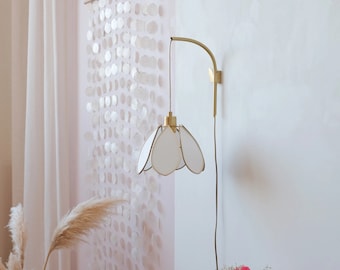 Fleur wall mount and portable lamp - Ecru and gold