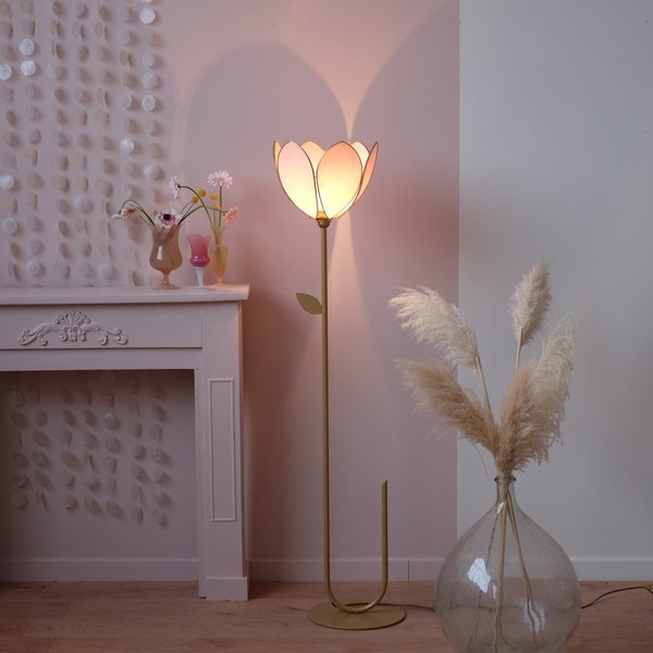 Lampadaire et Abat-jour Fleur simple - Blush