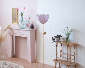 Simple Flower Floor Lamp and Lampshade - Lilac