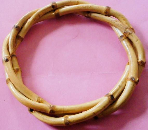 Cool LOT OF 3 Vintage Bamboo Bracelets Bangles ~ … - image 2