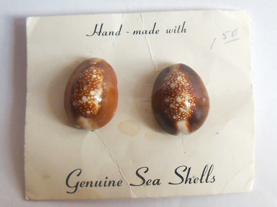 NOS Vintage 1950's genuine Shell clip on earrings… - image 4