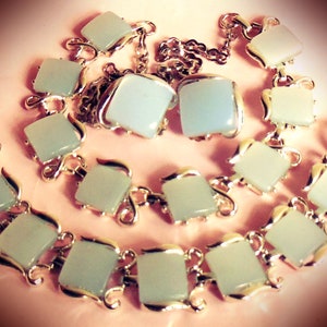 Stunning 3 piece Ice Blue Lucite Thermoset Silver tone set, Vintage 1950&#39;s Bracelet Necklace Clip On Earrings Parure, Mid Century Pin Up