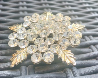 BIG huge large vintage rhinestone brooch, super sparkly - diamante crystal, MCM mid century pin up glamour