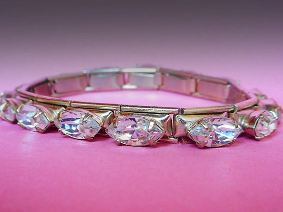 Dainty Vintage 1950s crystal rhinestone bracelet,… - image 2