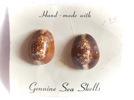 NOS Vintage 1950's genuine Shell clip on earrings… - image 1