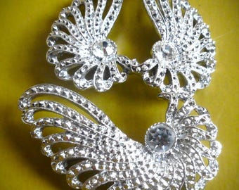 Fabulous Sarah Coventry Vintage 1968 "EVENING SPLENDOR" Brooch & climber Earring jewellery set, glamourous crystal rhinestones diamante MCM