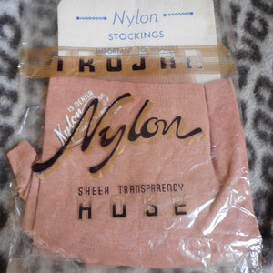 Vintage 1950s NOS Seamed Nylon Stockings, still in original packet, sz 9, made in England, sheer hosiery, pin up girl, burlesque glamour MCM