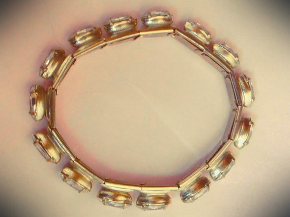 Dainty Vintage 1950s crystal rhinestone bracelet,… - image 3