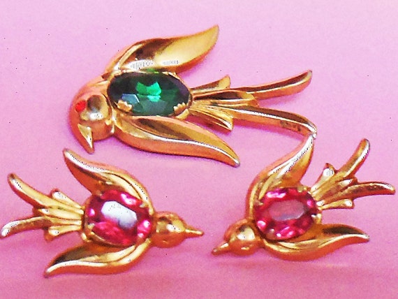 Vintage 1940's designer CORO Pegasus bird swallow… - image 6