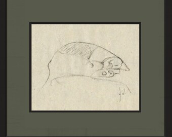 Cat Sketch Archival Giclee Print of Original Charcoal Drawing Sleeping Peaceful Animal Realistic Quick Gesture Cute Pet Calm Wall Decor NoAI