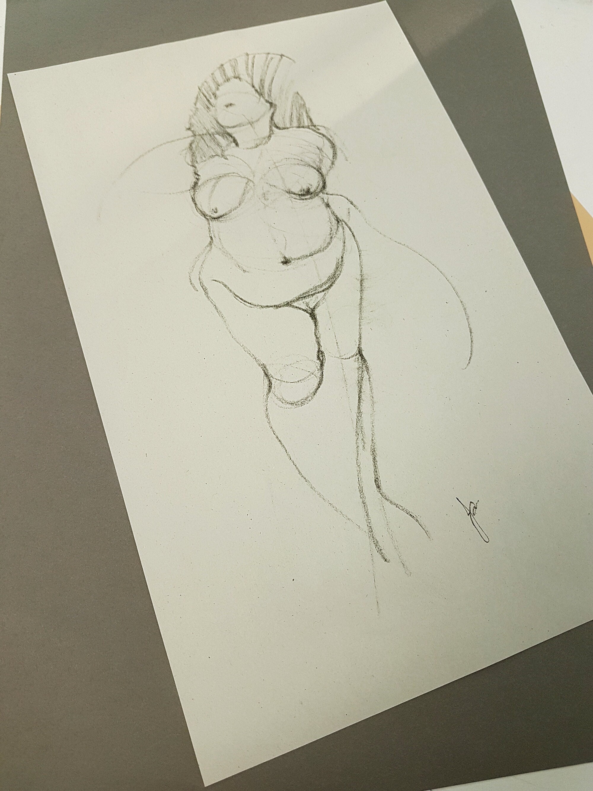 Mujer desnuda con curvas de pie boceto femenino dibujo al carbón figura  gesto original arte vertical largo decoración de pared minimalista única  realista - Etsy España