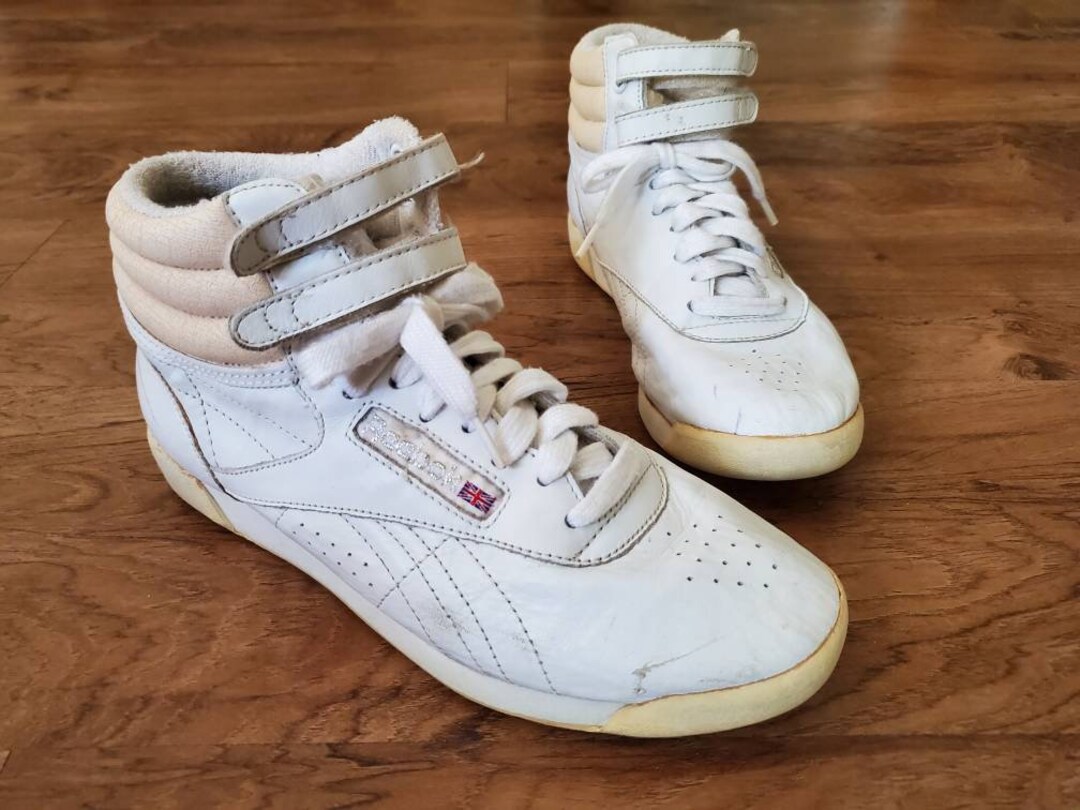 Vintage Reebok White Leather Classic Hi Tops Womens US Size 7.5 1980s 1990s Etsy