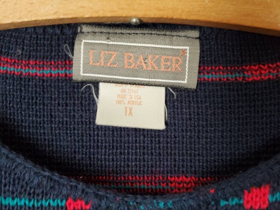 Vintage Liz Baker Blue Sweater Vest Size 1X 80s 9… - image 4