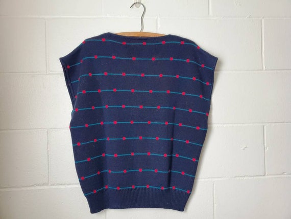 Vintage Liz Baker Blue Sweater Vest Size 1X 80s 9… - image 5