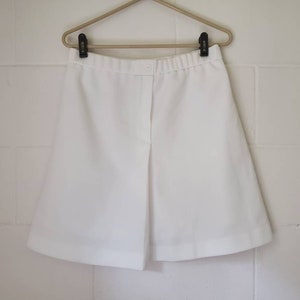 Vintage 1970s Alex Colman White Polyester Skort Size Tag Removed