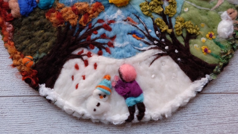 4 Seasons Circle, Kindergarten Decor, Wall Hanging, Waldorf Art, Season Table, Nature Table, Felt Arctic Playmat image 9