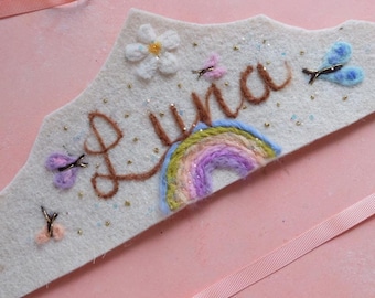 Party Hats and Crowns Personalized Birthday Crown, Needle felting crown,