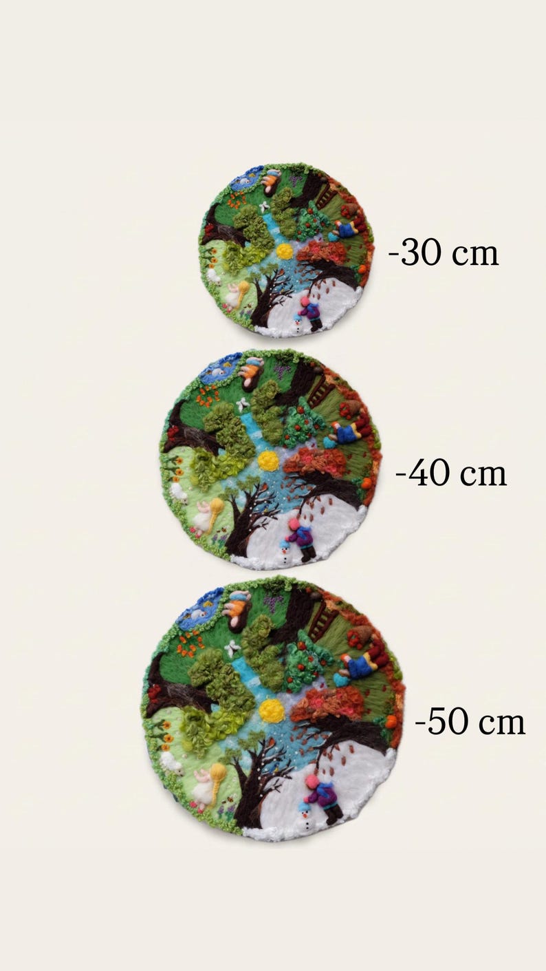 4 Seasons Circle, Kindergarten Decor, Wall Hanging, Waldorf Art, Season Table, Nature Table, Felt Arctic Playmat image 10