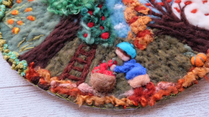 4 Seasons Circle, Kindergarten Decor, Wall Hanging, Waldorf Art, Season Table, Nature Table, Felt Arctic Playmat image 3
