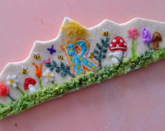 Needle Felted Birthday Crown: Personalized Waldorf Toddler Crown