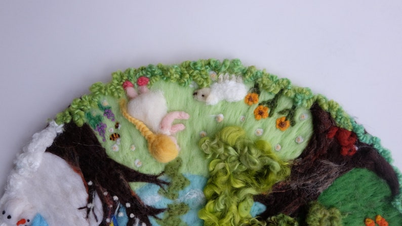 4 Seasons Circle, Kindergarten Decor, Wall Hanging, Waldorf Art, Season Table, Nature Table, Felt Arctic Playmat image 4