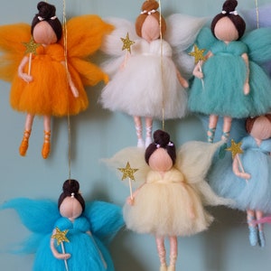 Fairy tale nursery mobile, Needle felt fairy doll,Gift for baby girl image 5