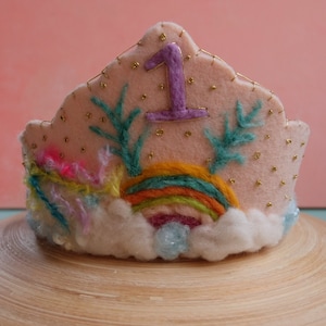 Felt birthday Unicorn Hat, Waldorf Celbration Crown, Birthday Rainbow Celebration, Felt Crown,  Birthday Gifts for Children