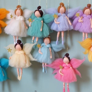 Fairy tale nursery mobile, Needle felt fairy doll,Gift for baby girl