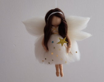 Fairy gift for girl, Rear view mirror ornament ,Felt doll Fairy figurine, Needle Felting Angel,
